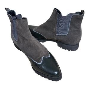 Geox Olive Green Suede & Leather Brogue Oxford Ankle Boots Size 41 US 10.5